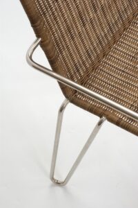 tangiers outdoor dining chair with arms - stainless steel / summergrass - detail of frame and weave