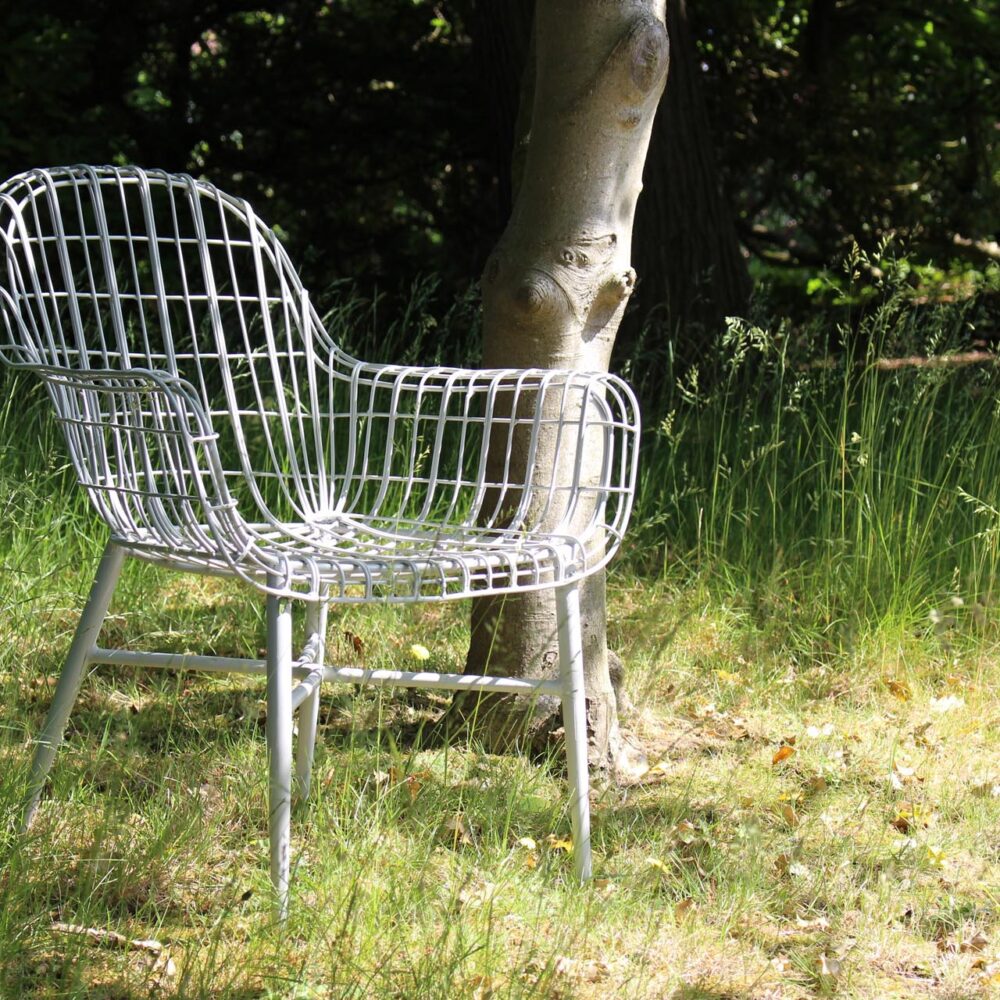 tunis armchair - putty - contemporary armchair in a wild setting.