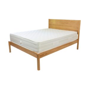 guest solid oak bed frame - double bed size shown with a premium pocket spring mattress