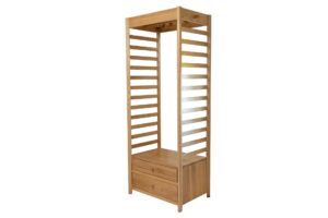 guest open wardrobe - oiled oak - open wardrobe with clothes rail, drawer and hanging pegs