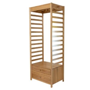 guest open wardrobe - oiled oak - open wardrobe with clothes rail, drawer and hanging pegs