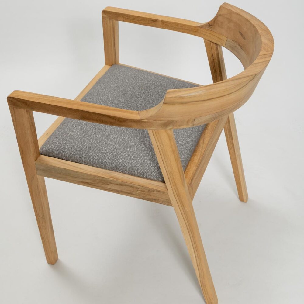 hampstead dining chair - overhead view of contemporary teak dining chair with upholstered seat pad