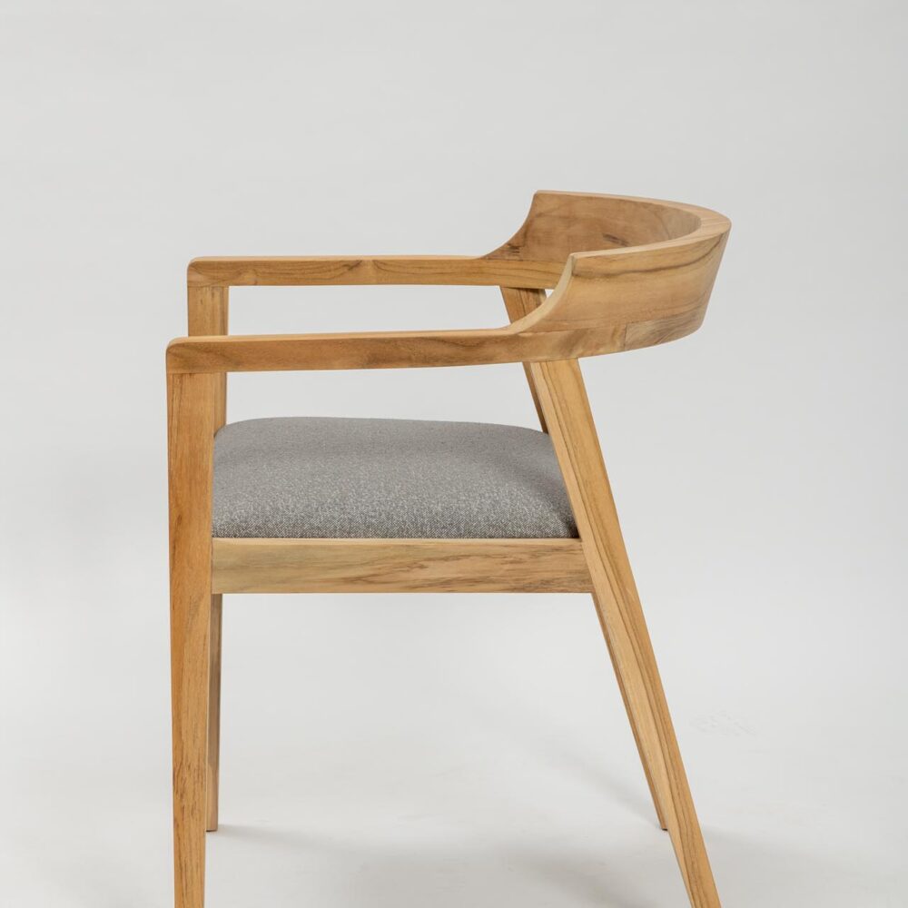 hampstead dining chair - profile view of contemporary teak dining chair with upholstered seat pad