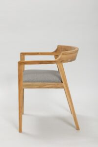 hampstead dining chair - profile view of contemporary teak dining chair with upholstered seat pad