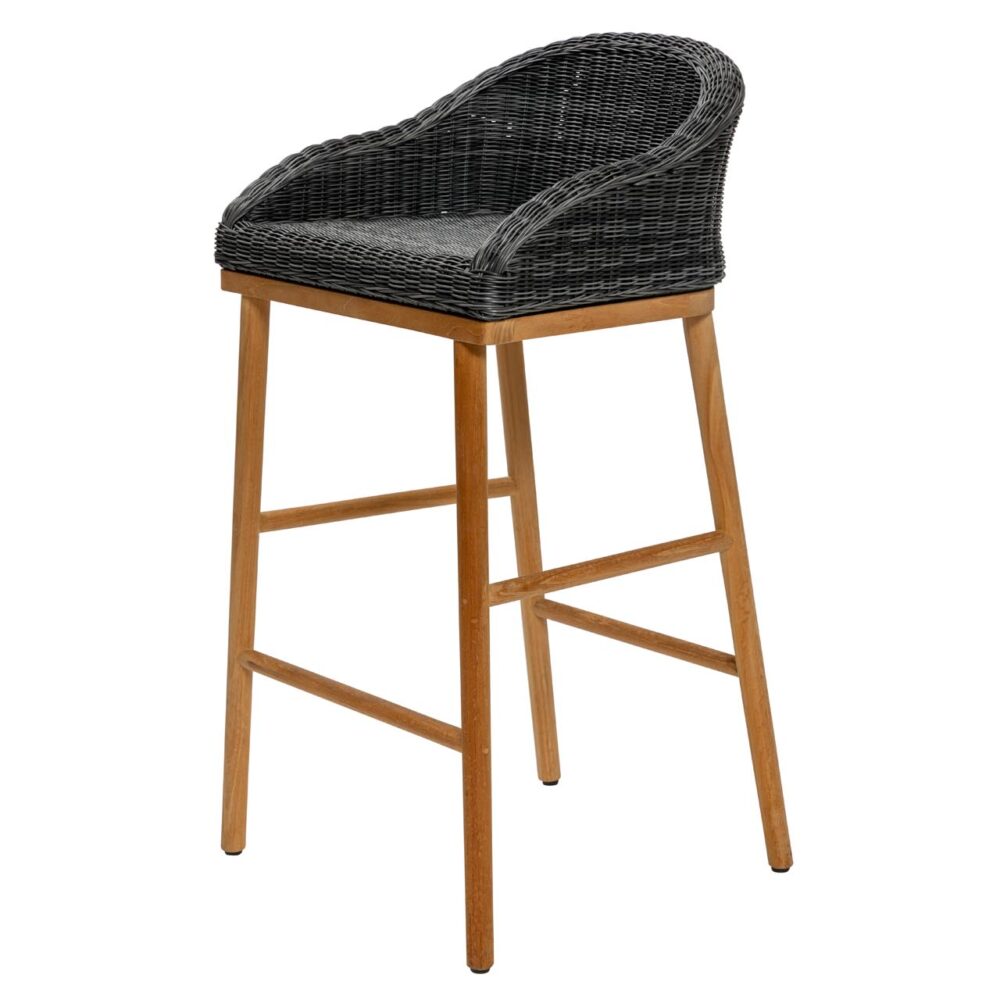 harris outdoor barstool - synthetic slate weave / teak