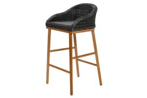 harris outdoor barstool - synthetic slate weave / teak