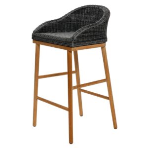 harris outdoor barstool - synthetic slate weave / teak