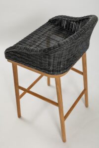 harris outdoor bar-stool - synthetic slate weave / teak - detail
