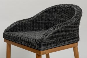 harris outdoor bar-stool - synthetic slate weave / teak - seat detail