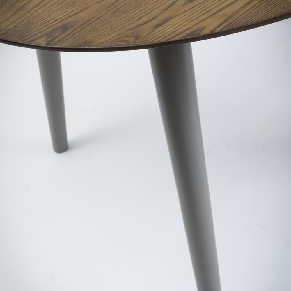 marseille 110cm round dining table - walnut / shale - detail of top and leg
