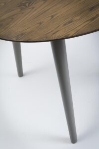 marseille 110cm round dining table - walnut / shale - detail of top and leg