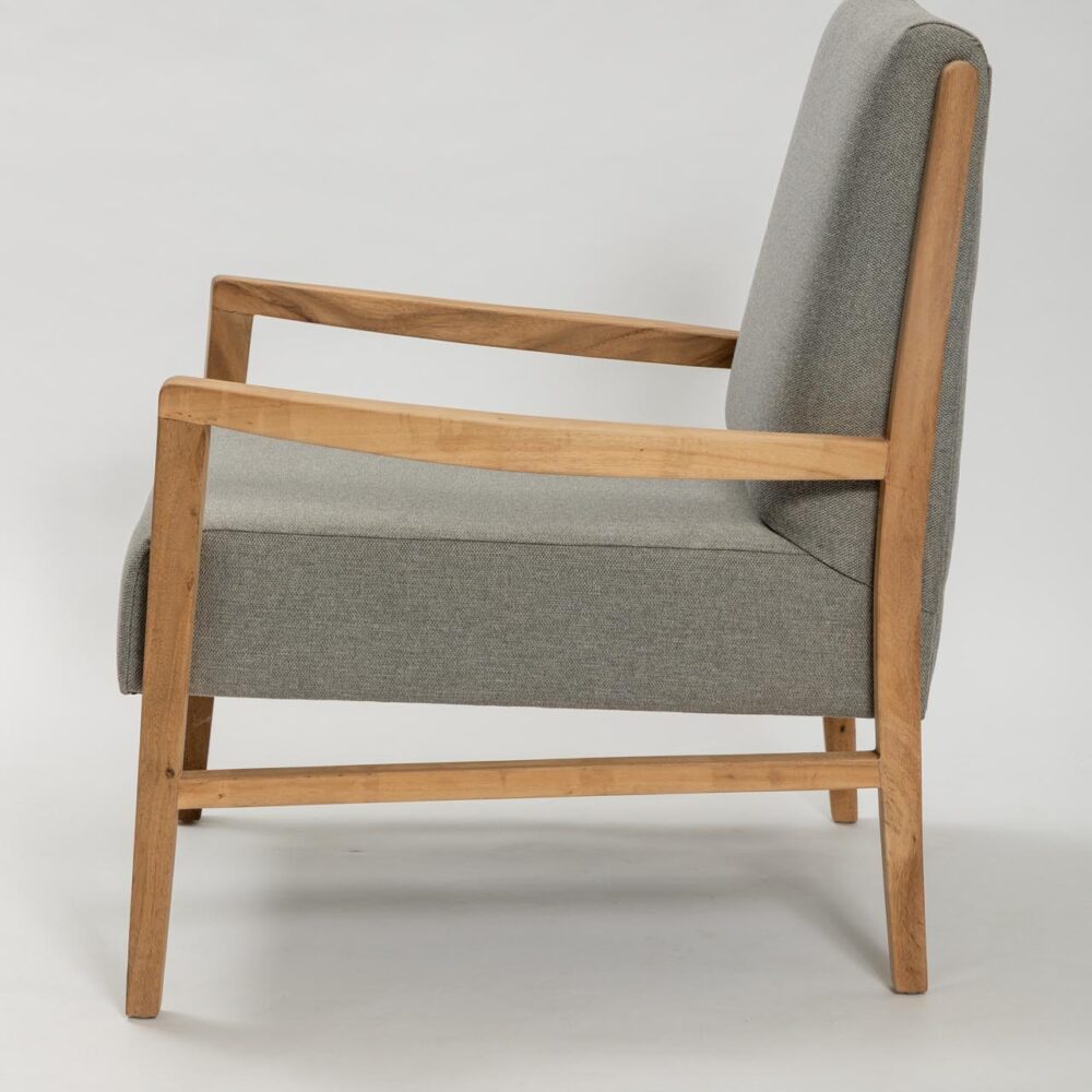 pablo armchair - upholstered armchair with wooden arm and leg frame - each chair is made to order