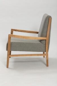 pablo armchair - upholstered armchair with wooden arm and leg frame - each chair is made to order