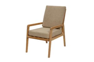 palm springs armchair - teak armchair with upholstered seat and back in pelage pumice