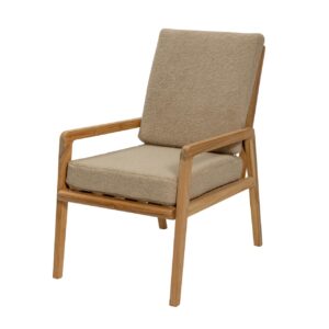 palm springs armchair - teak armchair with upholstered seat and back in pelage pumice