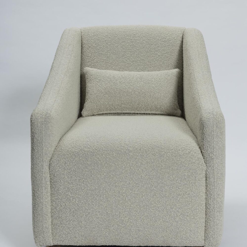 stresa upholstered armchair - made to order by pr home - shown with small scatter cushion