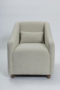stresa upholstered armchair - made to order by pr home - shown with small scatter cushion