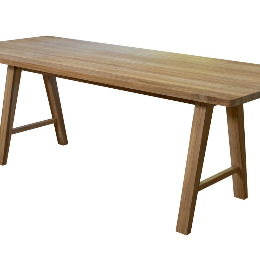 trestle dining table - 210 x 85cm - wooden indoor dining table - teak