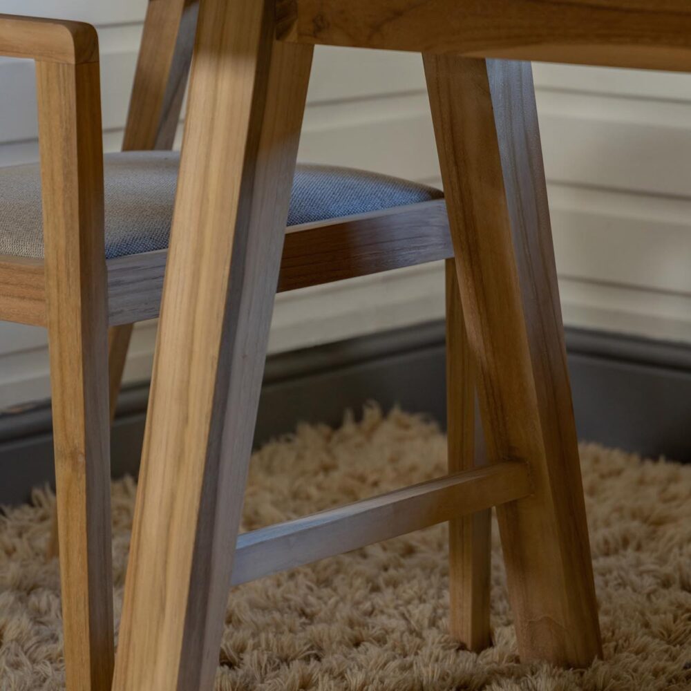 trestle dining table detail - detail of teak trestle style dining table