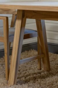 trestle dining table detail - detail of teak trestle style dining table