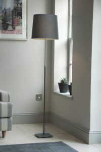baltic floor lamp - dark grey - mood - shown with the 35/30 shade in grey