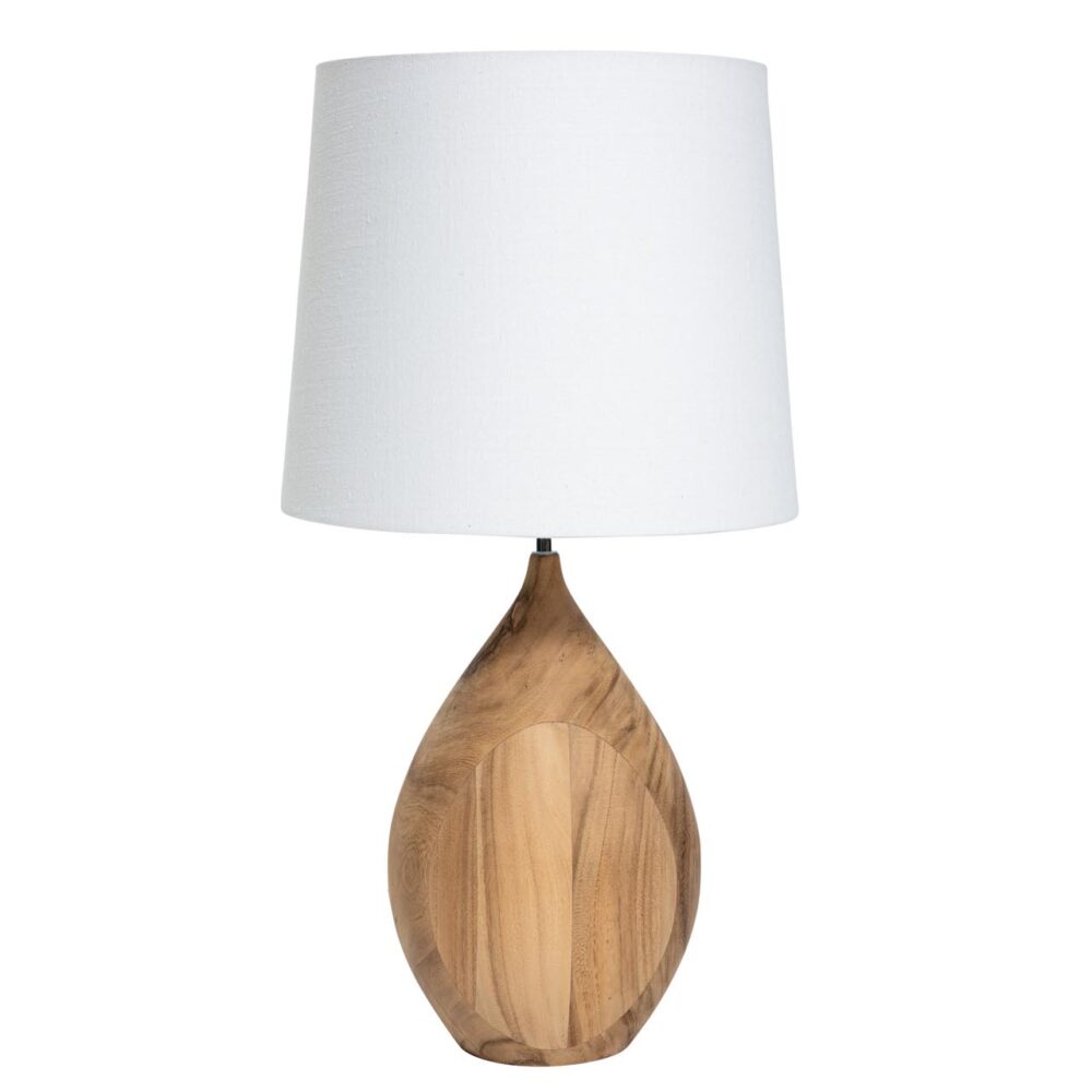 bulb table lamp base - large - teak. large wooden lamp base shown with a 40/34 shade