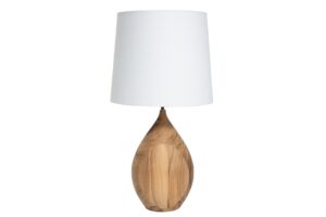 bulb table lamp base - large - teak. large wooden lamp base shown with a 40/34 shade