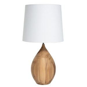 bulb table lamp base - large - teak. large wooden lamp base shown with a 40/34 shade