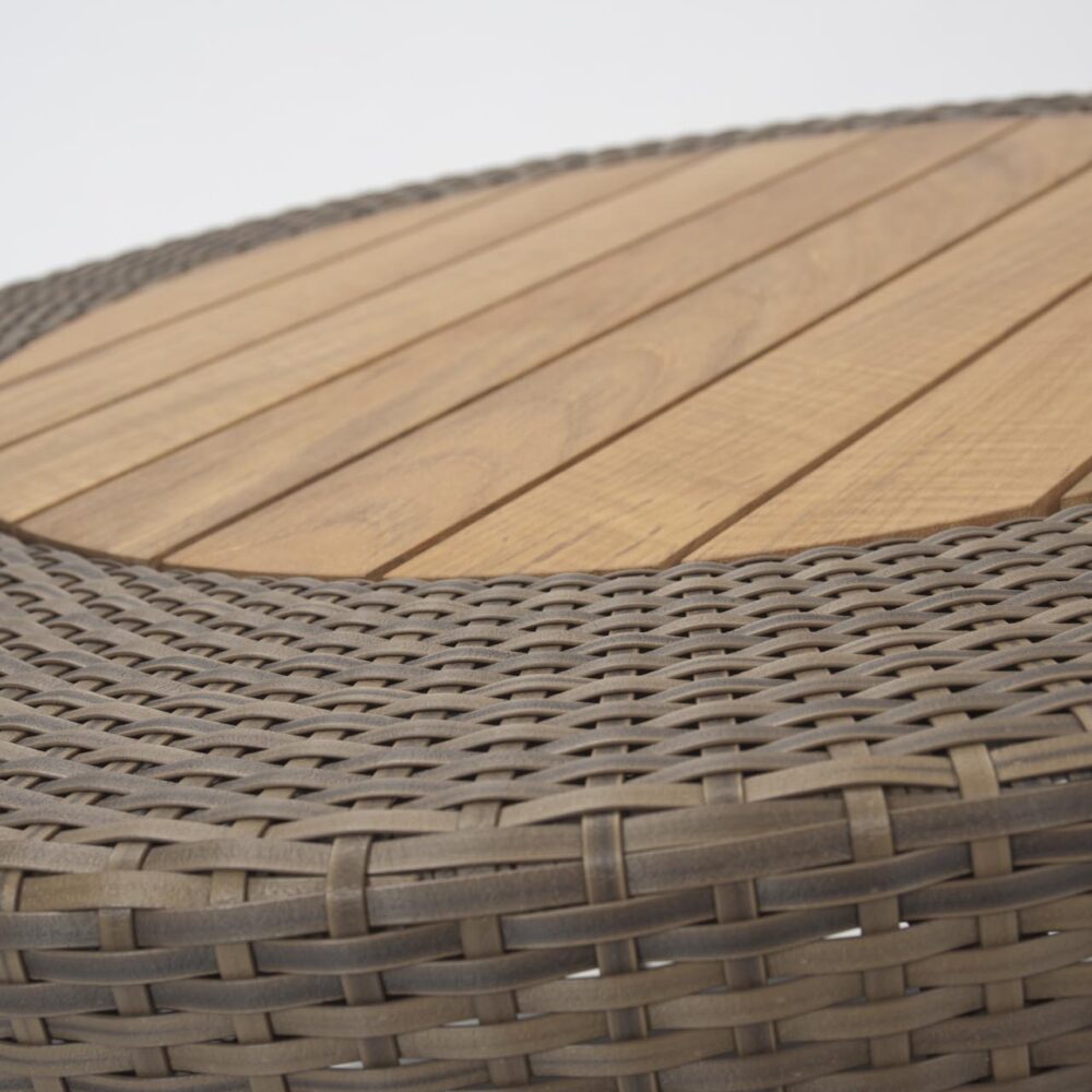 concentric outdoor coffee table - summergrass / teak - top detail