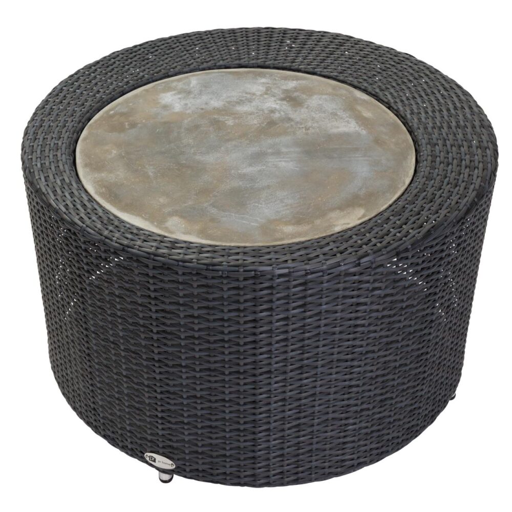 concentric outdoor coffee table - slate weave / polished concrete top