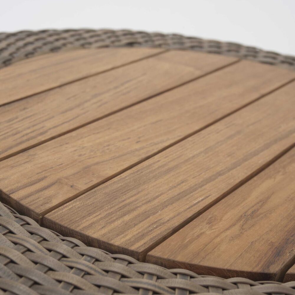 concentric outdoor side table - summergrass weave / teak top insert - detail