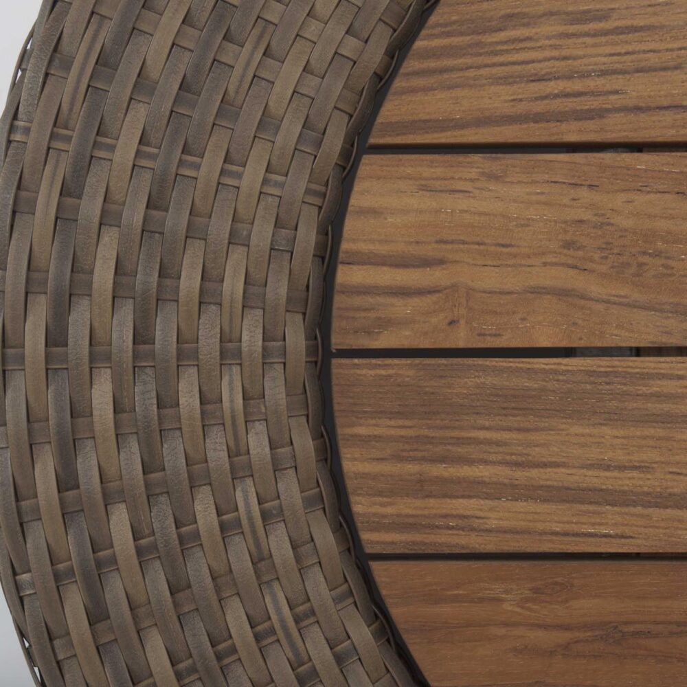 concentric outdoor side table - summergrass weave / teak top insert - detail