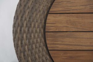 concentric outdoor side table - summergrass weave / teak top insert - detail