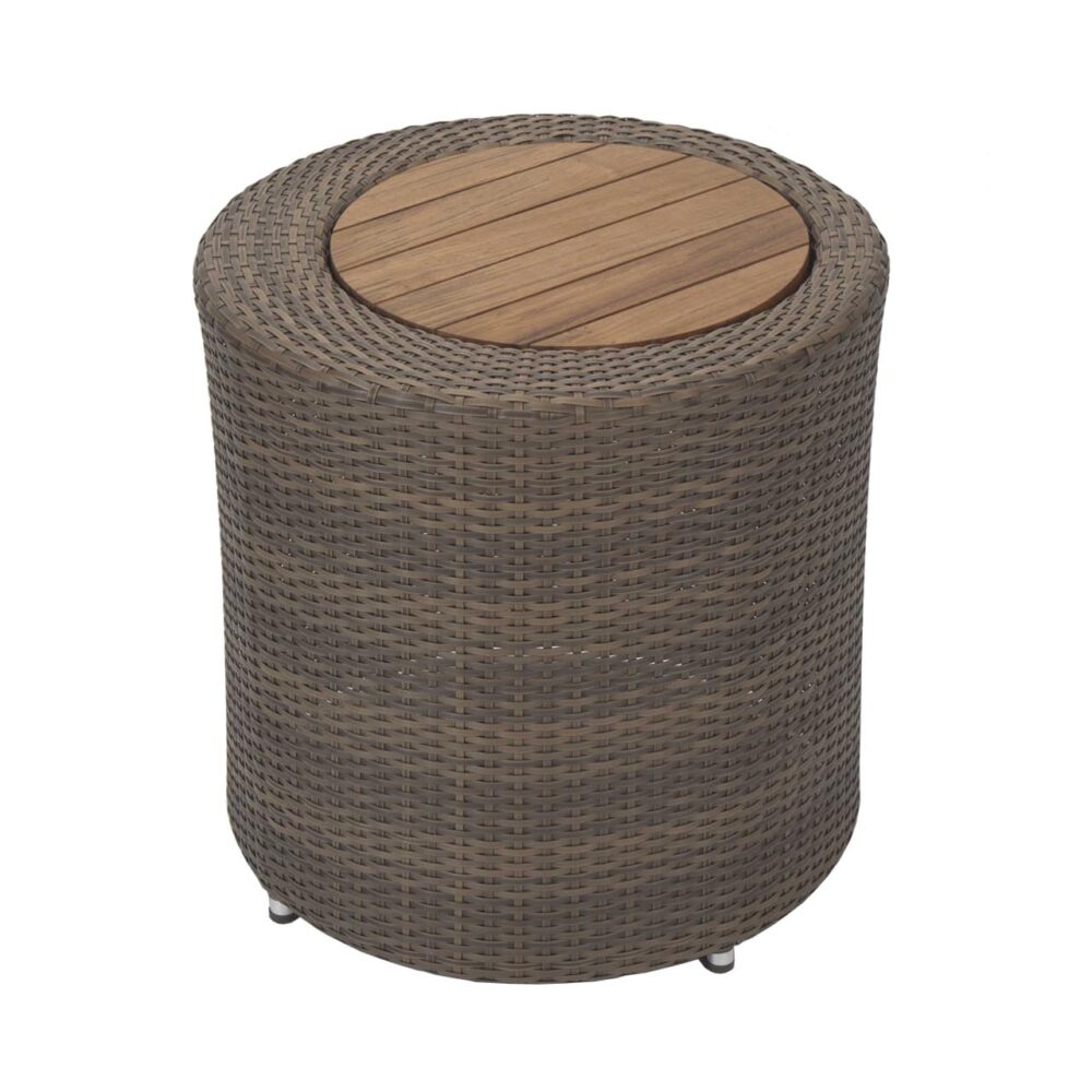 concentric outdoor side table - summergrass weave / teak top insert