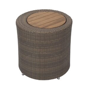 concentric outdoor side table - summergrass weave / teak top insert