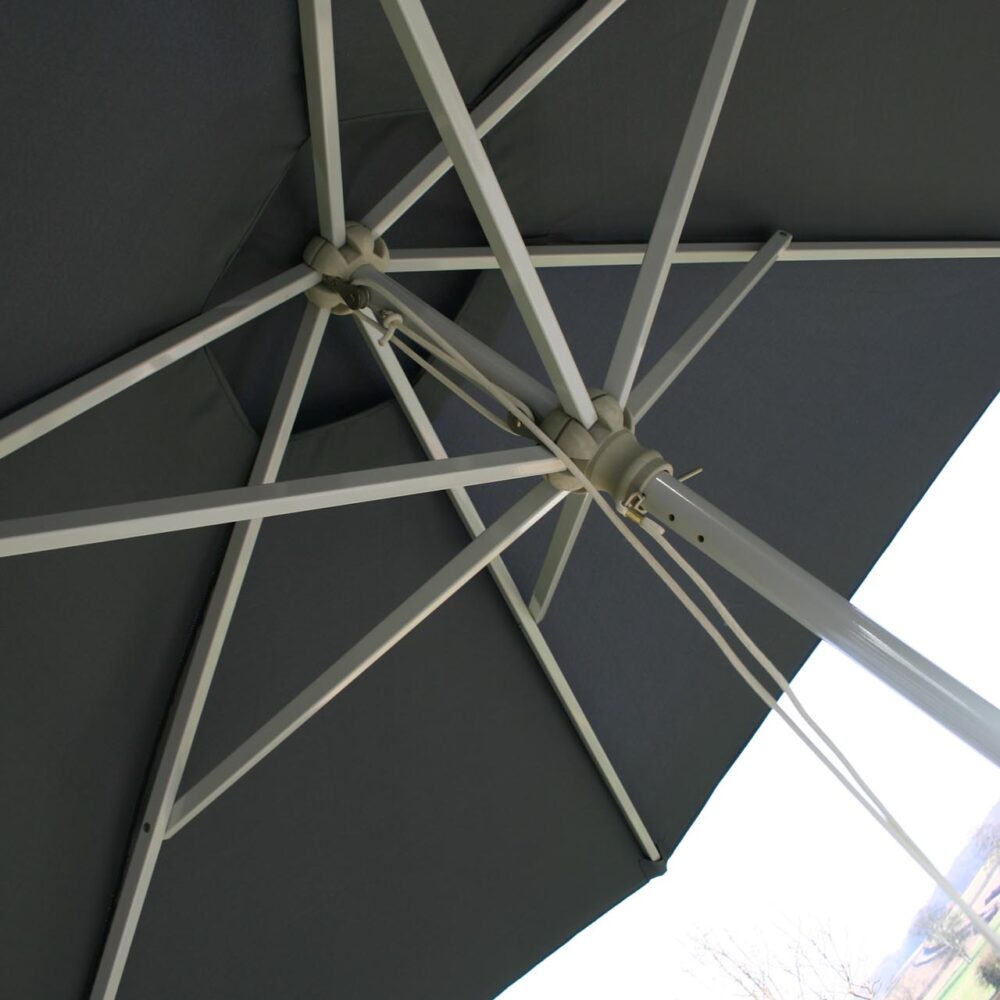 deluxe aluminium parasol - black - frame details