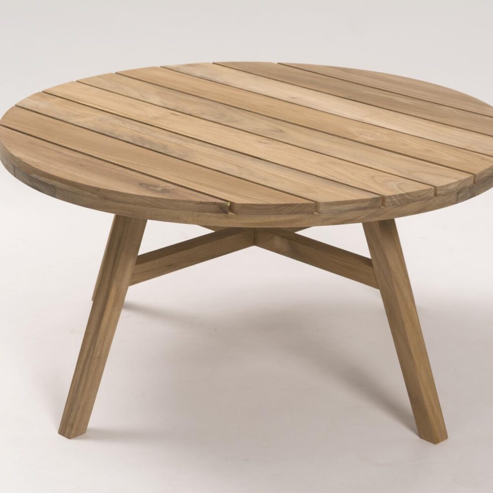 kinsale outdoor coffee table - round outdoor coffee table in solid teak