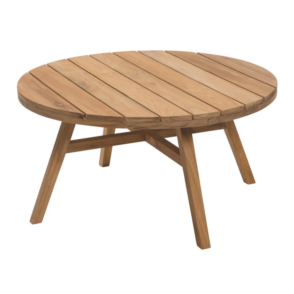 kinsale outdoor coffee table - round outdoor coffee table in solid teak