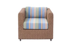 malibu outdoor armchair - synthetic water hyacinth weave with cap ferret upholstery