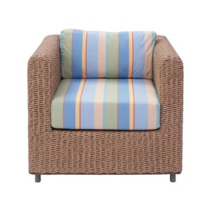 malibu outdoor armchair - synthetic water hyacinth weave with cap ferret upholstery