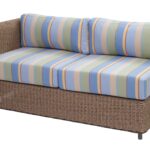 malibu outdoor double unit left - synthetic water hyacinth weave with cap ferret upholstery