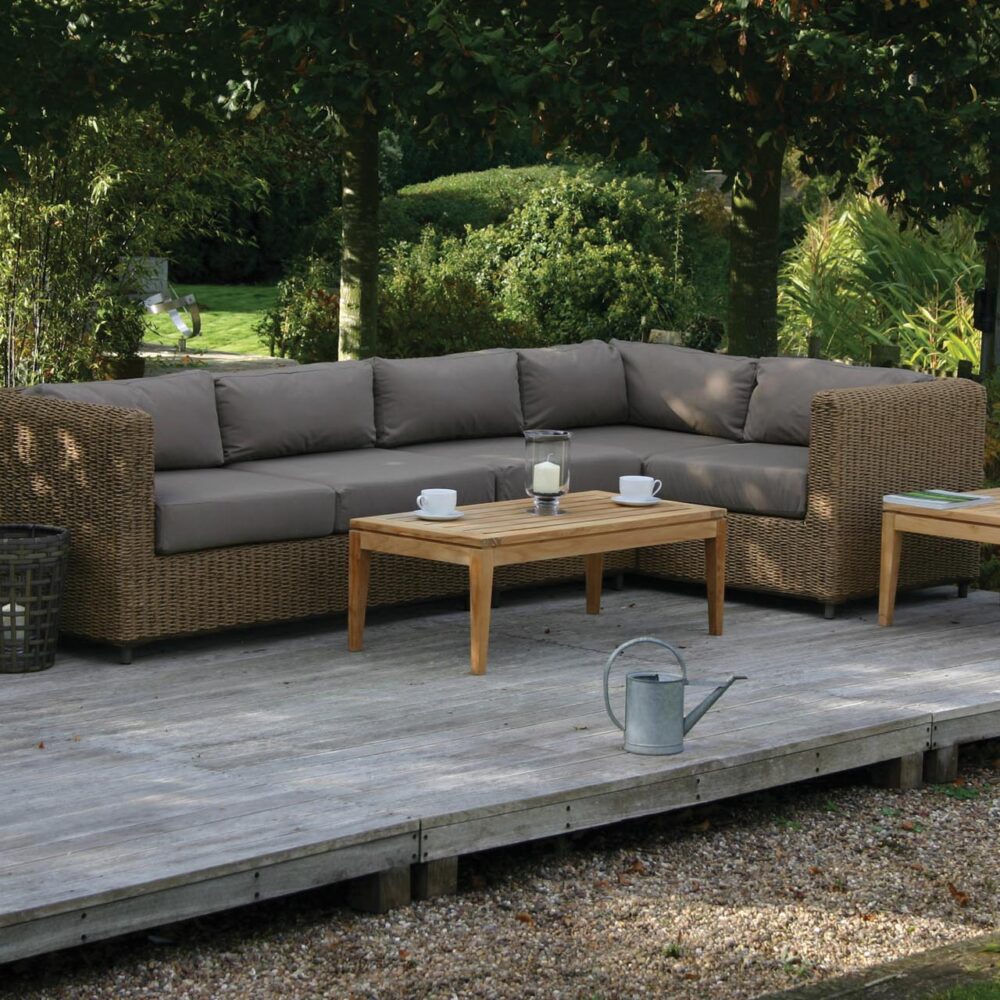 malibu outdoor seating - from left: double unit left, single unit & sofa. shown with menton coffee and side table.
