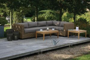 malibu outdoor seating - from left: double unit left, single unit & sofa. shown with menton coffee and side table.
