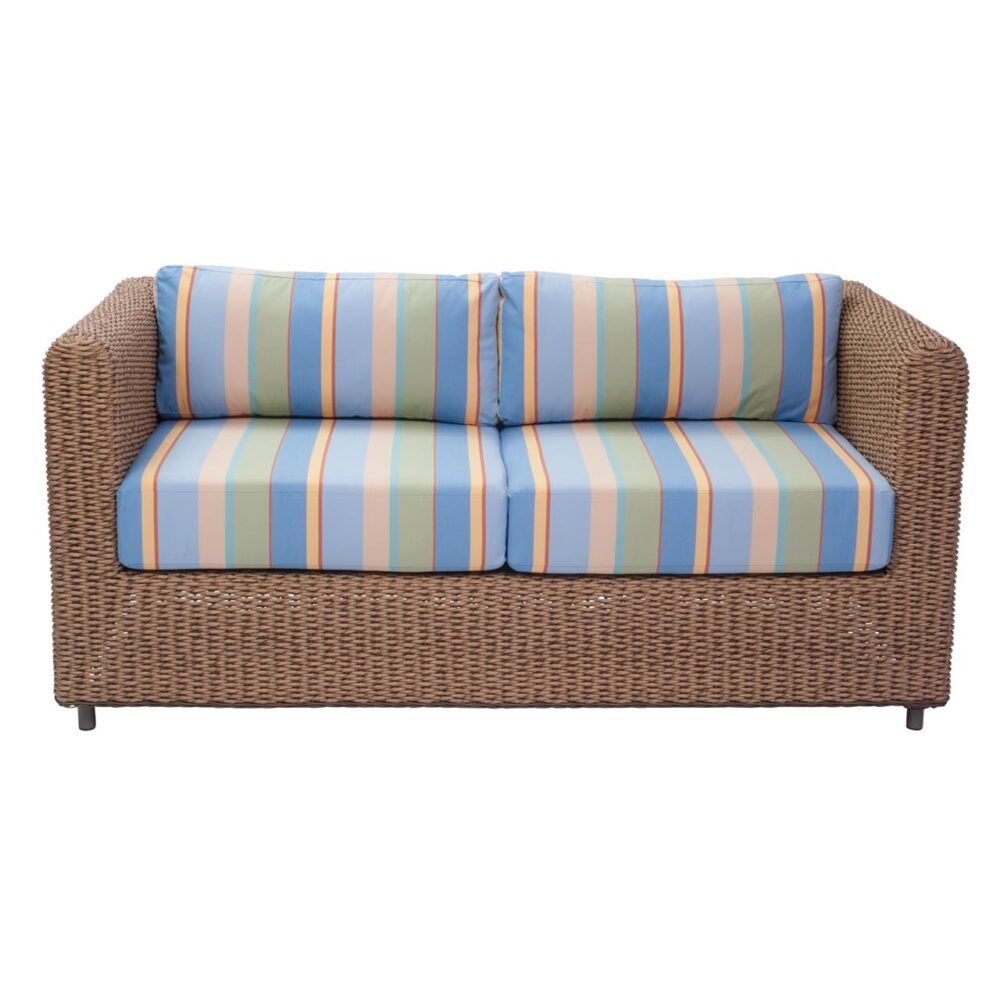 malibu outdoor sofa - synthetic water hyacinth weave with cap ferret upholstery