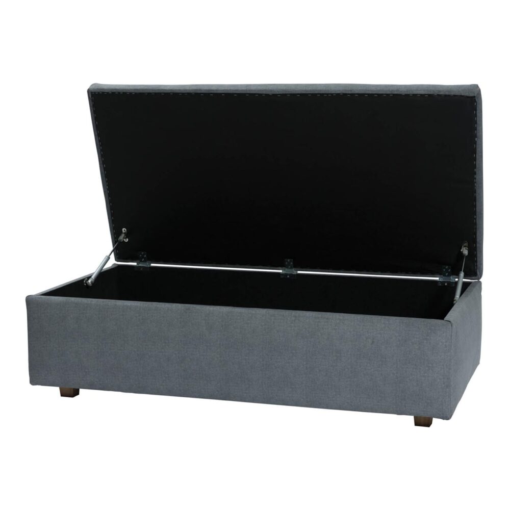 marylebone upholstered storage table - open