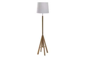 sapling floor lamp base - teak. wooden floor lamp with 40/34 shade in white