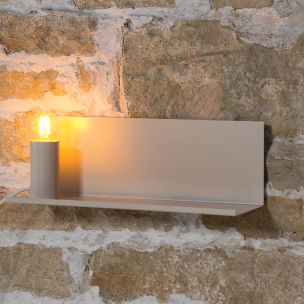 shelfy wall lamp - soft white - small wall mounted shelf with movable magnetic lamp