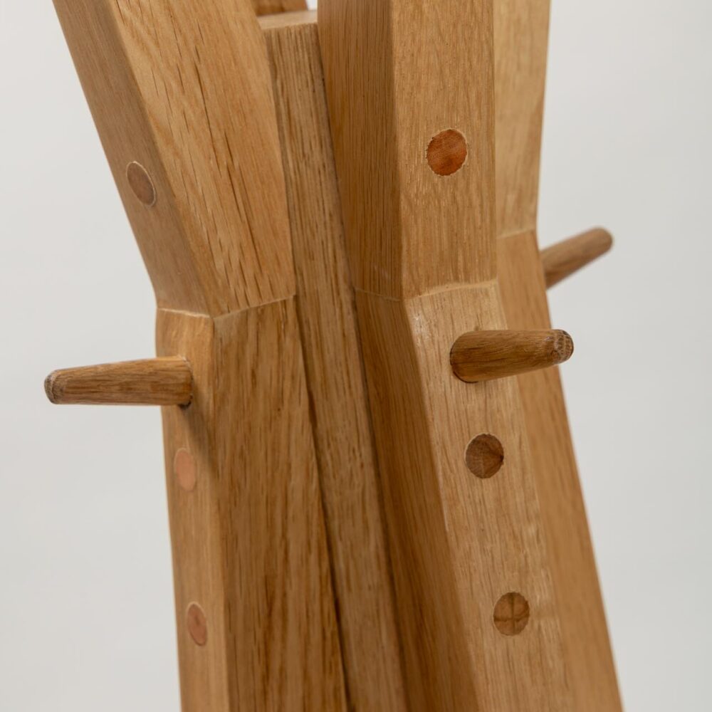 totem coat and hat stand - detail of solid oak coat stand