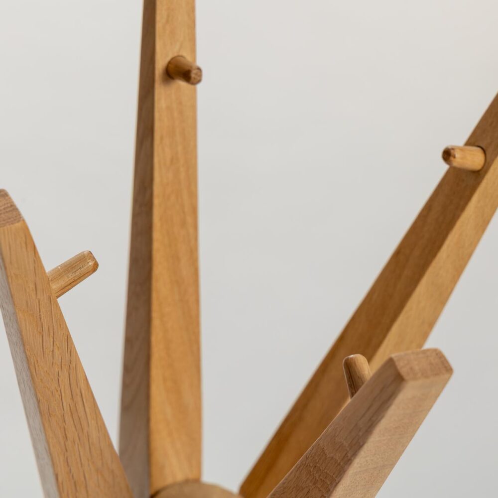 totem coat and hat stand - detail of solid oak coat stand