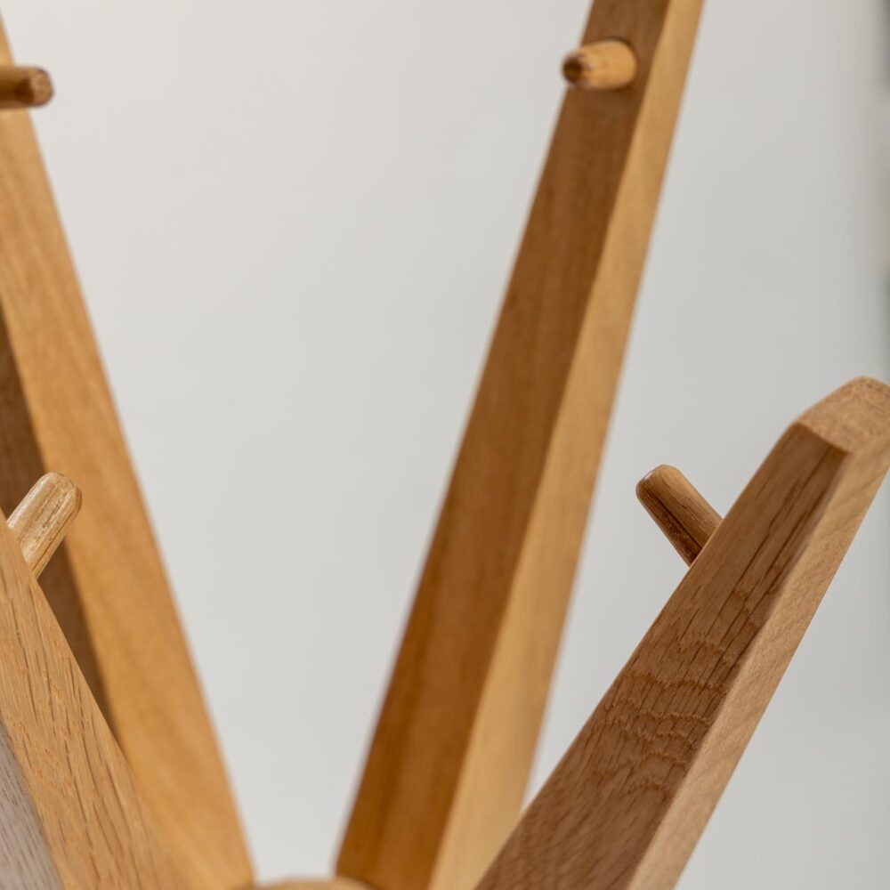 totem coat and hat stand - detail of solid oak coat stand